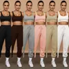 Kvinnors träningsdräkter Kvinnor Tank Top Pants Two Piece Set Woman Sports Fitness Running Dräkt Jogging Cloth Vest Trousers Sweatpants Set