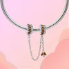 Loose Gemstones 925 Sterling Silver 2024 Autumn Charm Lock Moon Safety Chain Beads Fit Original Bracelets Women DIY Jewelry