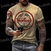 T-shirty męskie 2022 Summer Vintage Mens T Shirt 3D Retro Motorcycle Oversizesed Tshirts dla mężczyzn Ubrania Biker T-shirts Motor TS TOPS T240419