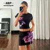 Sukienki robocze Neonbabipink kwiatowy nadruk dwuczęściowy zestaw plonowy i mini spódnice