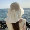 Berets Adjustable Bow Fisherman Hat Portable Wide Brim Breathable Bucket Foldable Anti UV Sun Visor Cap Summer