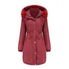 Women's Down 2024 Autumn Winter Women Coats Buttons Slim Long Loose Parkas Simple Gentle All-Match med Fur Hood Jackets Office Lady