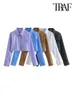 Traf Women Fashion Loose Shirts Cropped Shirts vintage à manches longues à manches longues Femelles Blusas Chic Tops 240411