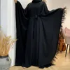 Vêtements ethniques mode plumes abaya dubai robe décontracté femme caftan islam vêtements dinde kaftan musulman batwing mandeve à lacets robes pour