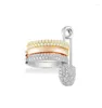 Orecchini schienali Clipon Vite Back Fashion 925 Sterling Silver Rose Gold 3 toni a perno singolo Pin Orena Slidico Zircone C6568027