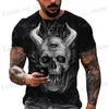 Men's T-Shirts Vintage Horror Skull 3d Print Mens T-shirt Summer Classic Casual O Neck Short Slve Fashion Loose Oversized Tops T Shirt Men T240419