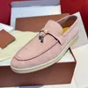 10A Luxury Brand Soft Soled Bekväma loafers Slip-On Flat Fringe Women's Shoes Leather Cashmere