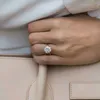 Solitaire Ring CXSJeremy 3,5ct 9,5mm Solitaire redondo anel de noivado Moissanite 14K 585 Anéis de casamento de ouro rosa anéis de casamento Gifra de aniversário D240419