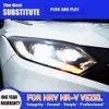Biltillbehör Främre lampa för Honda HR-V Vezel LED-strålkastarenhet 15-19 Dynamisk streamer Turn Signal Indicator High Beam