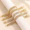 Chain Mulheres Bracelete de corrente cubana Hiphop Bling Iced Out Chain Gold Silver Color Rhinestone Pavimented Bracelet Metal Men Jewelry Gift D240419