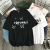 Men's T-Shirts FUTURE Butterfly T Shirt y2k Harajuku High Strt Fashion Casual Women Letter Print T-shirt Summer Short Slve Ts Clothes T240419