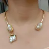 YYGEM Natural white keshi Freshwater Pearl Gold Plated Gold Plated Necklace for women OL African jewelry Boho style 240323