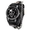 Wristwatches Copper Unique Skull Quartz Punk Watches Luxury Style Heavy Metal Rivet Watch Tide Head Leather Pin Buckle8377777