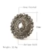 Cluster Rings Kinel Fashion Women Ring Antique Gold Unique Grey Crystal Flower Big Vintage Wedding Jewelry Drop