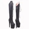 Chaussures de danse Fashion Femmes 20cm / 8 pouces en daim plate-forme de placage supérieur sexy talons hauts bottes pôles 182