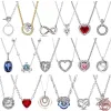 925 Silver Fit Women Collier Pendant Heart Classic Coeurs éblouissants Round Pumpkin Car Pendant