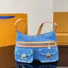 23女性のLuxurys Designers Classic Totes Bags Pochette Handbag Denim Imprint Flower