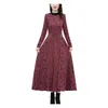 Casual Dresses Printed Dress Long Sleeve Maxi With A-line Silhouette Pockets For Autumn Winter Women's Fashion