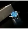 Solitaire Ring Hoyon Sapphire Heart Diamond Womens Ring Topa Azul Alto Diamante de Carbono Diamante 925 Silver Color Ring Fashion Jóias D240419