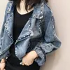 Women's Jackets Black Denim Jacket Women Rivets Baggy Boyfriend Casual Outerwear Ladies Autumn Loose Short Jeans Coat Female Streetwear