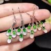 Boucles d'oreilles en peluche verte de gemmes vertes fraîches pendantes pour femmes bijoux avec argent naturel net gemm présent vendant un style cadeau