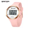 Нарученные часы Sanda Digital Watch Women Top Chronograph Lady Led Led Birstwatch Элегантные водонепроницаемые женские электронные подарки 2147