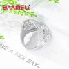 Anelli di cluster di alta qualità Elegante anello di pietra di cristallo a forma di onda bianca per elegante regalo di compleanno da donna 925 argento sterling