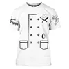 Мужские футболки Unisex Chef Рубашка Summer Men Man Man Funny Tops Tee 3D Print Fit Fit Подарок кавалевая уличная одежда с короткой рукавом с короткой рукавом