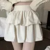 Skirts Sweet Koeran Dames Rok 2024 Faldas Mujer High Taille A-Line Ruffled Solid Jupe Fashion Vinatge Y2K geplooide mini