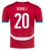 2024 Serbie Sales à chaud Soccer Jersey 2025 Milivojevic Mitrovic Tadic Sergej 24 25 Home Red Away White Football Shirts Adult Kit