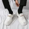 Casual Shoes Male White Loafers Slip On Platform Man P30D50