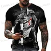 Мужские футболки Summer Fashion Templar 3D Print Mens Mens Fut Strt Strt Harajuku Cross Tshirt for Men Short Slve негабаритная футболка винтаж T240419