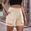 Kvinnors shorts sommar avslappnad mitt i midja kort mode kvinnor streetwear arbetskläder denim bodysuit för ärm
