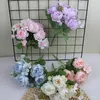 Decorative Flowers Artificial Small Silk Rose Bouquet Hydrangea Peony Pink Fake Flower Home Wedding Decoration Accessories Office Decor