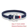 Bangle MKENDN Navy Blue Braided Rope Bracelet Stainless Steel Mini Horseshoe Shackle with Screws Bracelets for Men Women Couple JewelryL240417