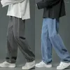 Mäns jeans män rakt ben vid benen denim byxor hiphop-stil tvättad med fickor för våren/höstklassikern