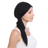 Etnisk kläder sommar vinter muslimska kvinnor halsduk turban hatt malaysia kausuell stil huvudbonader för cancer patiens dam hattar solid färg