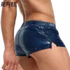 Mens Low Rise Sides Slits Shorts Solid Color Slim Fit Glossy Swimming Trunks Vacation Beach Pool Party Nattklubb Kostymer 240417