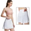 S-xxxl Femme Tennis Jirts Badminton Golf Pliped Jirt High Wair Fiess Shorts avec téléphone Pocket Girl Athletic Sport Skorts