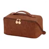 Storage Bags Travel Toiletry Bag Great Capacity Keep Tidy Faux Leather Makeup Brush Lipstick Cosmetic With Handle Tool