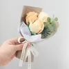 Decorative Flowers Creative Homemade Crochet Flower Handmade Rose Bouquet Diy Finished Knitted Mini Artificial Gift Decoration