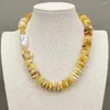 Pendant Necklaces G-G 18" Natural Yellow Opal Cultured White Baroque Pearl Citrine Quartz Crystal Choker Necklace Lady Gifts