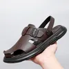 Sandalen Sommer Leder Outdoor Männer Strand Schuhe Luxus atmungsaktives lässiger Mann waten Nicht-Schlupf-Komfort-Hausschuhe