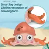 Sand Play Water Fun Octopus Toy Baby Bath Toy Toddler Treklijn Clockwork Octopus Cartoon Crawling Walking Jellyfish Land en Water Fun Pool Toys L416