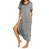 Fokb Women's Sleep Lounge Damskie koszulki nocnej koszuli nocne Ultra-Soft Ultra-Soft Pełna sukienka do snu jedwabna szata femme luźna piżama D240419