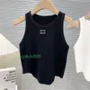 Womens Celinss knits Sleeveless Vest Letter T Shirts Woman stripe Summer Beach Tanks Tees Black white embroidered Short Shirt Lady sexy Vests knitted Tops