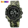 Wristwatches SKMEI Genuine Digital Watch Army Green Camouflage World Time Compass Chimes On The Hour A For Travel And Adventure 2095