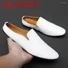 Casual Shoes Fashion Crocodile Pattern Men Half Loafers Leather Slippers Comfort Loafer Slides Breattable Mules Man Outdoor Lightweight