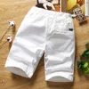 Herren Shorts White Shorts Herren Sommer -Baumwollknie -Länge Bermudas Koreanische Mode 240419 240419