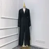 Roupas étnicas pretas dubai abaya front lamadas duplas de dupla camada chiffon quimono mulheres muçulmanas islâmicas elegantes fora de moda hijabi ramadan eid